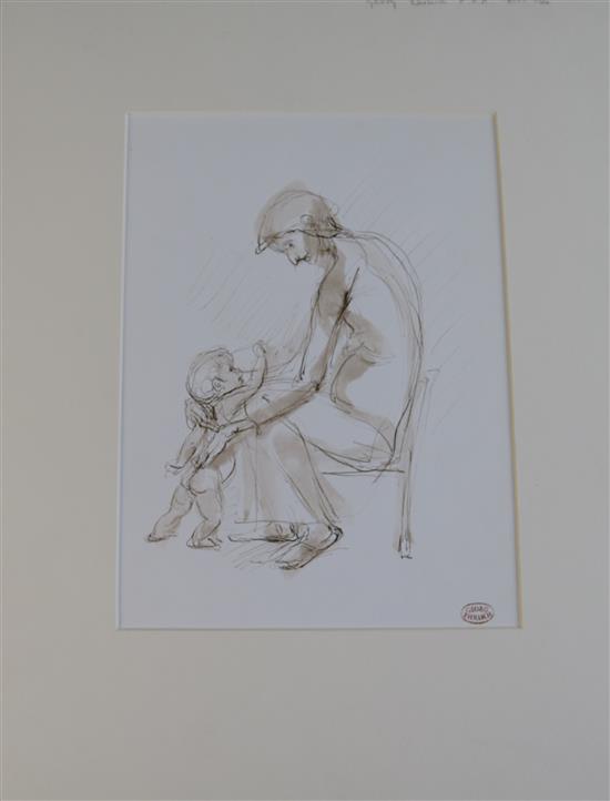 Georg Ehrlich (1897-1966) Study of a mother and child,
